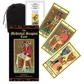 Kancharo Tarot Cards, 78 Count, Tarot Divination [Medieval Skapini Tarot] Japanese Tarot Card Basic Instruction Manual & Pouch Included (English Language Not Guaranteed)