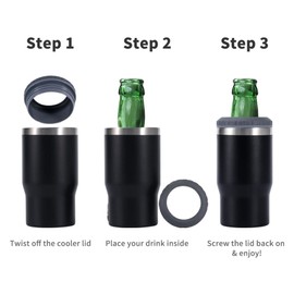 FAMKX 14oz 4 in 1 Stainless Steel Can Cooler Beer Bottle Insulator With 2 Lids for 12oz can&bottle, Double walled insulated Thermocooler &Travel Mug Holder Keeping Your Bevearge Cold (PINK#)