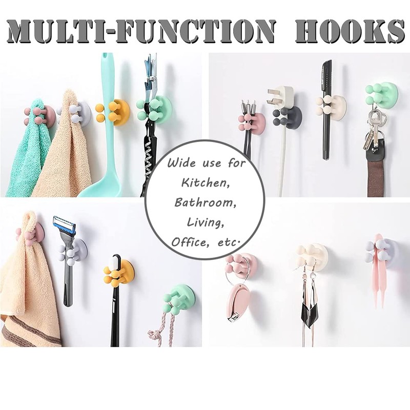 Defrko Silicone Toothbrush Holders - 6 Pcs Razor Hooks Adhesive