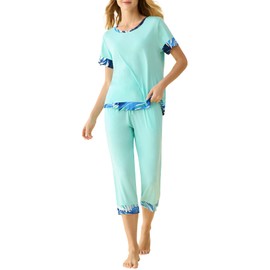 Latuza Women's Viscose Capri Lounge Pajama Set XL Green