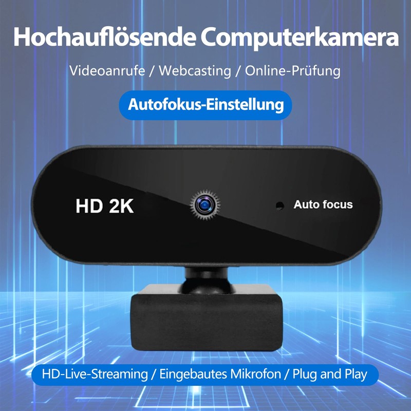 Moorstdel Webcam 2K Autofocus - Professional HD Video Camera with