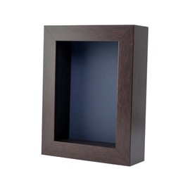 CountryArtHouse 5x7 Brown Shadow Box Frame with A 1 3/4" Usable Depth Includes Navy Blue Acid-Free Backing, UV Resistant Acrylic, & Hanging Hardware