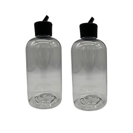Natural Farms 8 oz Clear Boston BPA FREE Bottles - 2 Pack Empty Refillable Containers - Essential Oils - Aromatherapy | Black Spout Cap - Made in the USA