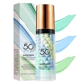 Grundierung für das Gesicht vor dem Make-up,Sonnenschutz Tricolor für das Gesicht,SPF50,feuchtigkeitsspendende,farbkorrigierende Grundierung,wasserfest & lang anhaltend & ölkontrollierend