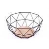 Black Geometric Metal Wire Wooden Base Decorative Storage/ Display Basket