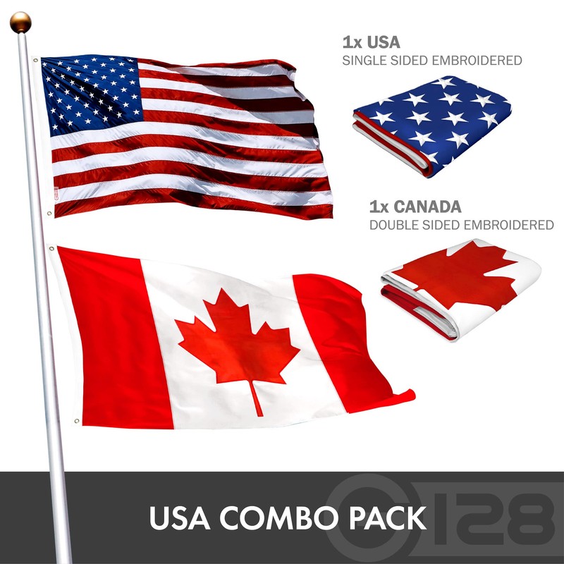 G128 Combo Pack: USA American Flag 3x5 Ft Embroidered Stars