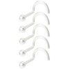 5pc 20g 0.8mm Nose Bar Screws Clear Retainer Keeper Ring