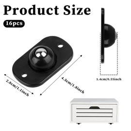 16 Pcs Self Adhesive Mini Caster Wheels 360° Swivel Mini Appliance Rollers Smooth Rotation Appliance Ball Sliders Universal Wheel Transfers for Storage Box Small Furniture Kitchen Appliances (Black)