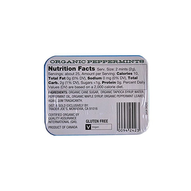 Trader Joe's Organic Pastilles Mints 40g (Peppermints, 6 Pack)