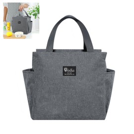 Nricrlus Lunch Bag, Lunch Bag, Round Bag, Thermal, Cold Retention, Office, Picnic, Side Pocket, Portable Food Container, Foldable, Insulated, Convenient to Carry, Large Capacity, Lightweight, Water