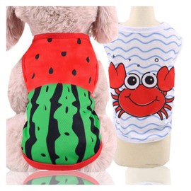 Fukufuku Dog T-Shirt, Breathable Mesh, Cute, Sports, Walks, Outings, For Small to Medium-Sized Dogs, For Cats, Sun & Shedding Protection, Spring, Summer, Size: S, Design: Watermelon