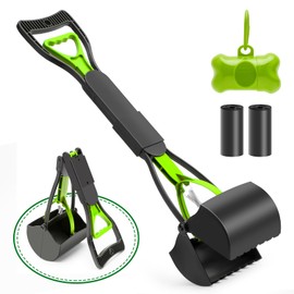 VacFreKep 60cm Pet Pooper Scooper for Dogs and Cats with Long Handle High Strength Material and Durable Spring for Easy Grass and Gravel Pick Up(Green)