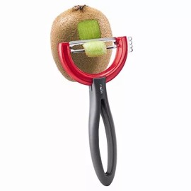 Moha Reversible Rotating Fruit Peeler with Zester - Red, Gray