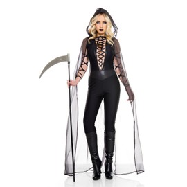 3 PC. Ladies Haunting Ghost Jumpsuit Costume Set - X-Small - Black