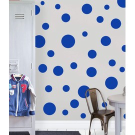 Create-A-Mural Polka Dot Wall Stickers, Wall Decor Stickers, Wall Dots, Vinyl Circle Room Dot Decals (Blue)