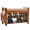 PETKABOO 2 Tier Shoe Bench, Bamboo Shoe Rack Bench, Shoe