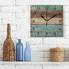 Wall Clock Teal Green Brown Retro Rustic Wood Texture Decorative