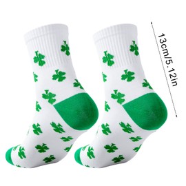 Rthjsfj St. Patrick's Day Socks for Men, Green Shamrock Quarter Socks, Funny Holiday Gifts (US, Alpha, One Size, Regular, Regular, White)