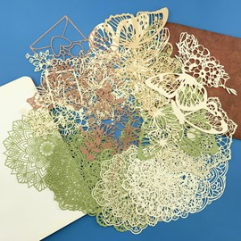 PRETTYLIFE Scrapbooking Decorative Lace Paper, 30pcs Vintage Art Cutout Floral Butterfly Round Lace Decoupage for Scrapbooking Junk Bullet Journal Planners Album Crafts DIY