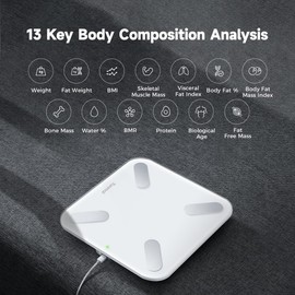 Yunmai Smart Scale with BMI, Body Fat, Muscle Mass, Digital Weight Body Fat Scale Mini, 13 Body Composition Scale Bluetooth Health Apps Compatible, Rechargeable 400lb