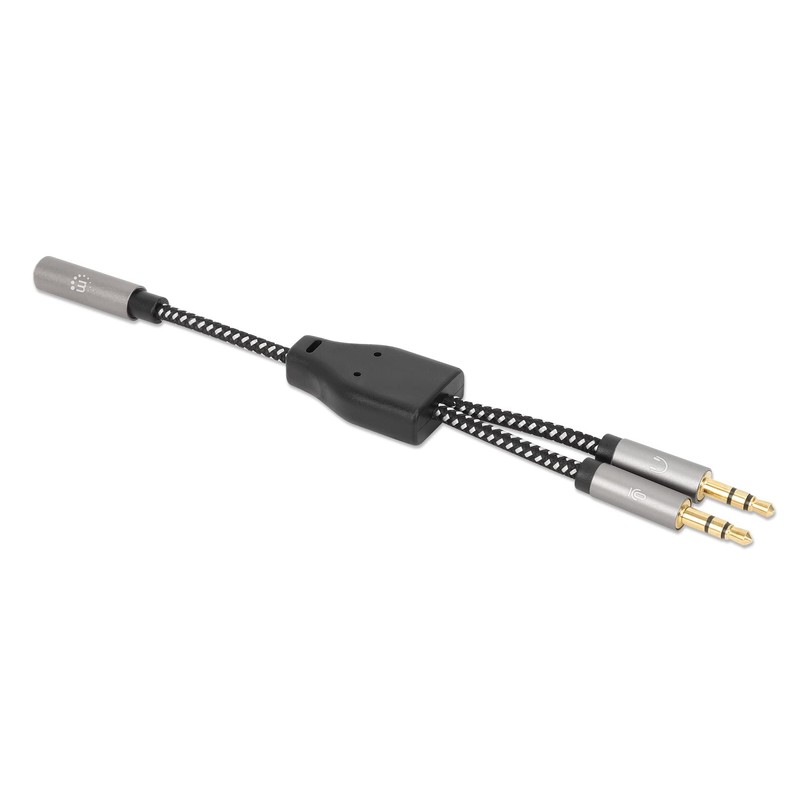 MANHATTAN Headset Adaptor Cable with Aux Y-Audio Splitter 15 cm