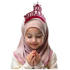 Eid Mubarak Crown Headband, Assorted Colors Glitter Tiara, Festive Holiday Eid Celebration Accessory