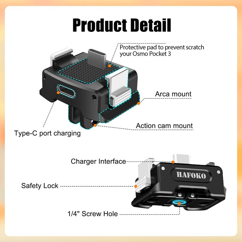 HAFOKO Osmo Pocket 3 Charging Base Adapter, Quick Release Base
