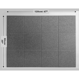 DECORITA Felt Wall Tiles | Large Cork Board Alternative | Aesthetic Felt Bulletin Board for Office, Home & Classroom | Large Cork Boards for Walls Pinboard (12-Pack) | Gray