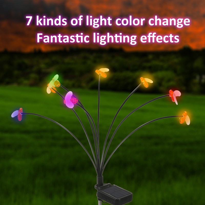 2Set Solar Bee Garden Lights IP65 Waterproof 8 LED Decorative