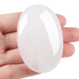 XIANNVXI 2.4" Large Clear Quartz Crystal Stone Polished Healing Gemstone 0.7" Thick Pocket Palm Worry Stone Clear Quartz Crystal for Massage Reiki Meditation Accessories 1 Pc