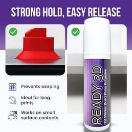 Ready 3D 3D Printer Build Plate Adhesive - Excellent Hold and Easy Release - Versatile, Non-Toxic and Ready