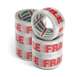 Merrimen Merrimen Strong Heavy Duty Roll Pack Fragile Packaging Tape, Secure Sticky Sealing Tape for Parcel Boxes, Moving Boxes, Large Postal Bags for Long Term Storage, (48MM x 66M) (6 rolls, Fragile)