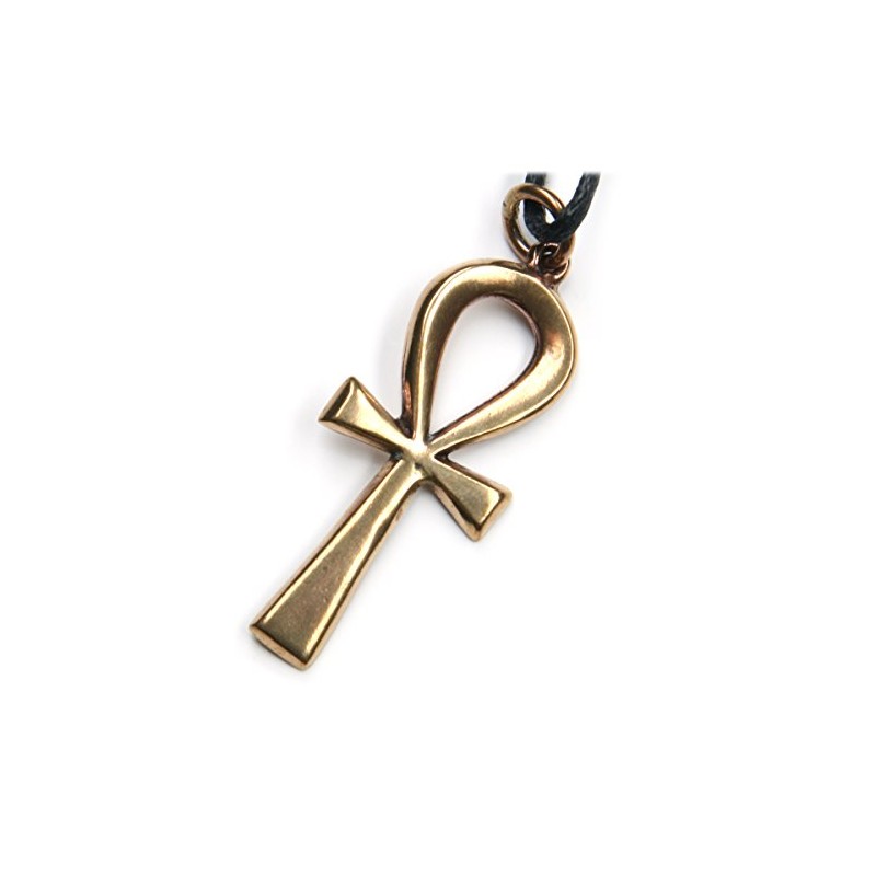 Ankh Egyptian Bronze Pendant Necklace Jewellery, incl black cotton sting,