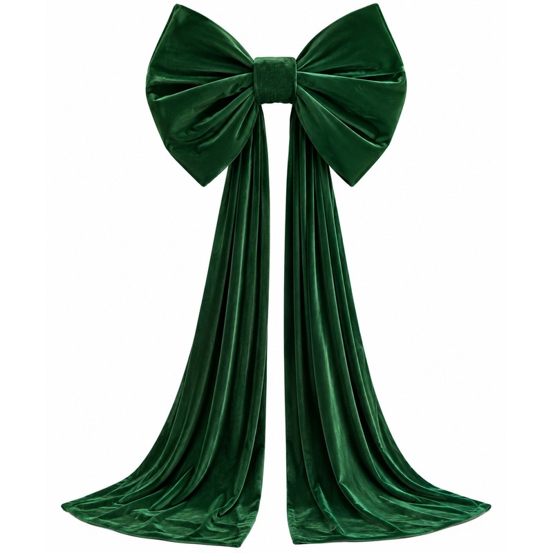 Oversized Velvet Christmas Bow with Long Tails, 15.75 x 70.8