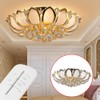 Dimmable Crystal Chandeliers Lotus-Shaped Flush Mount Ceiling Light with Remote