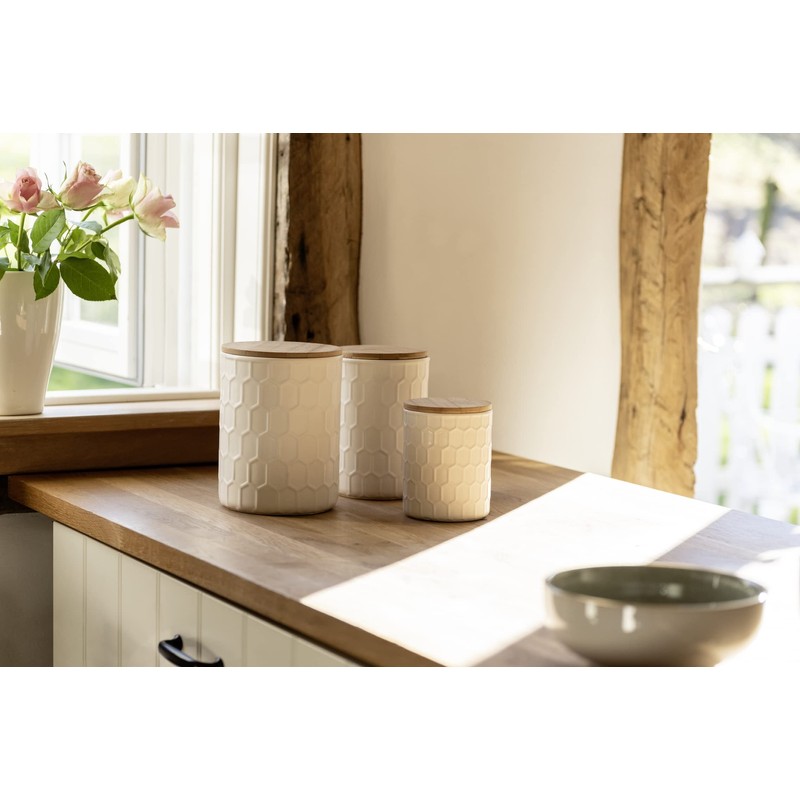 WENKO Maya Storage Tin Made of High-Quality White Ceramic with