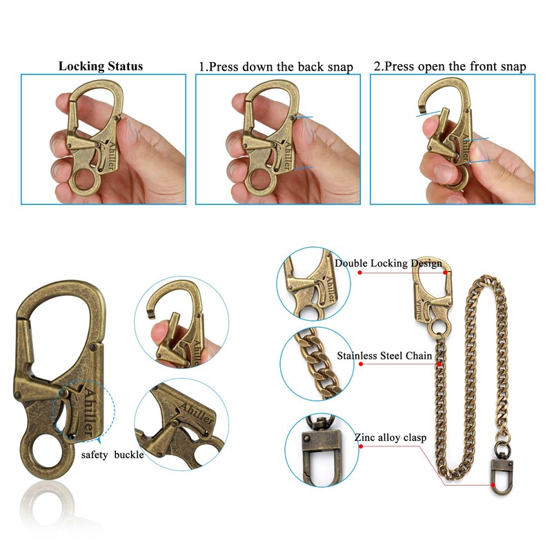 Ahiller Sturdy Wallet Chain, [Double Lock Carabiner, Stainless Steel Chain],