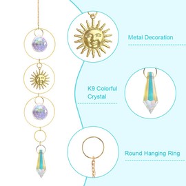 OFFCUP Crystal Suncatchers, 3pcs Rainbow Prism Suncatcher, Sun Catchers Rainbow Suncatcher Crystal Sun Catchers Wind Chimes for Window Bedroom Garden Office Party Wedding Valentine's Decorations
