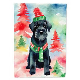 Caroline's Treasures DAC3625CHF Schnauzer Christmas House Flag Large Porch Sleeve Pole Decorative Outside Yard Banner Artwork Wall Hanging, Polyester, House Size, Multicolor
