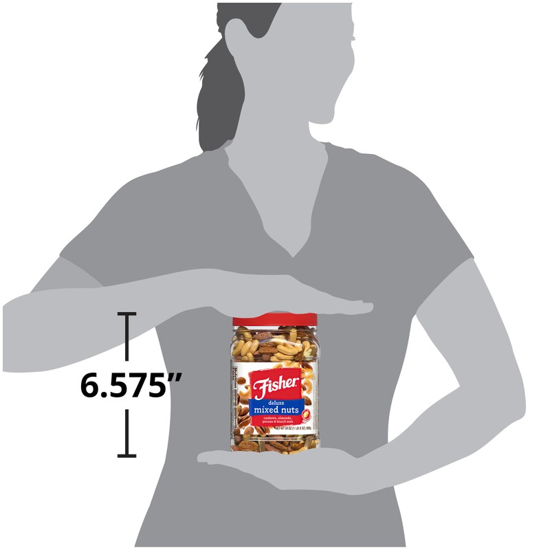 Fisher Snack Deluxe Mixed Nuts, 24 Ounces, Cashews, Almonds, Pecans,
