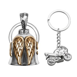 EUYKQNOI Biker Bell Guardian Bell, Robust Zinc Alloy Pendant & Key Ring Motorcycle Lucky Charm Guardian Angel for Motorcycle Fork Chain, Symbol for Safety and Protection when Travelling for Bikers