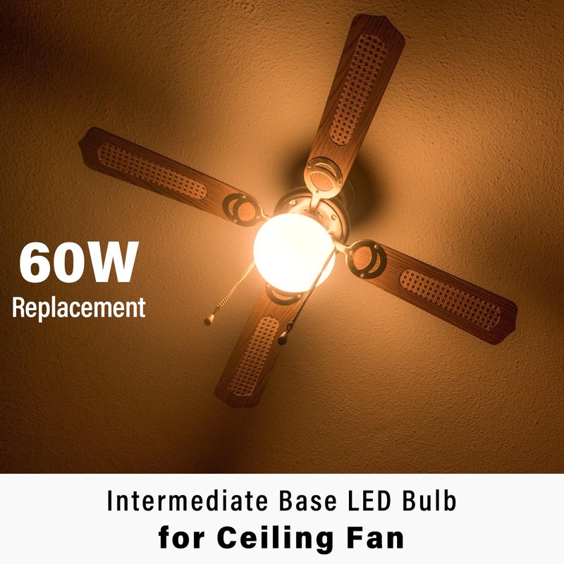 E17 Intermediate Base LED Light Bulbs, 6W(60 Watt Equivalent), Warm