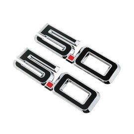 Pair Set 5.0 Letters Door Side Emblems 3D Badge Replacement for 2024-2025 PR3Z-16228-D (Chrome Black)