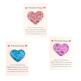 mkemka 3 pcs Exquisite Pocket Hug Heart Set Pocket Hugs Mini Cute Pocket Hug Token in 3 Styles Keepsake Gifts for Women Friends Positive Gifts for Birthday Wedding Christmas Mothers Day Valentines