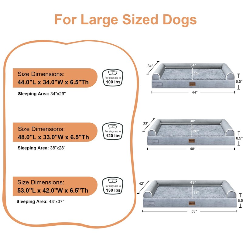Large Dog Bed Orthopedic Washable: Beds Bolster XL Bed Big