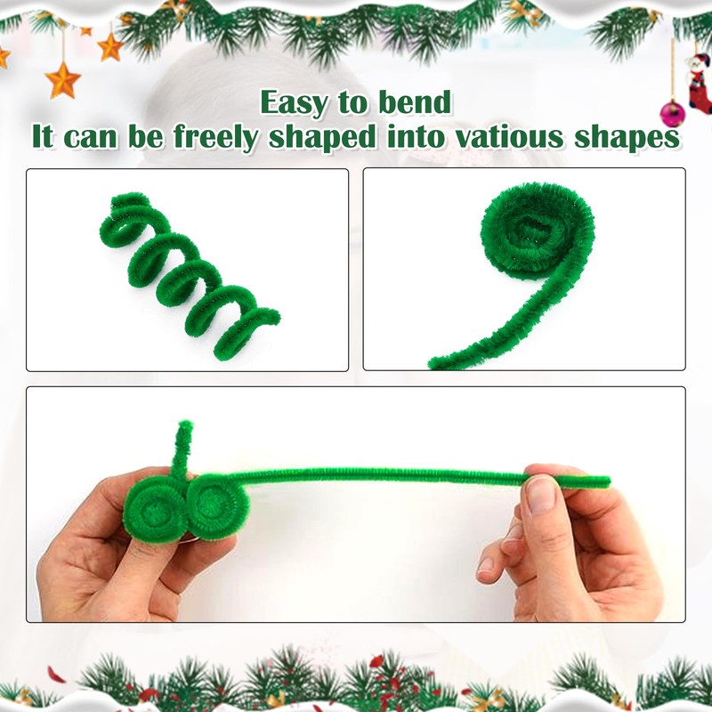 jijAcraft 200Pcs Pipe Cleaners Chenille Stems, Green and Red Pipe