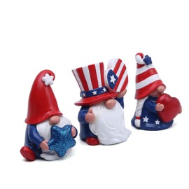 Hodao 4th of July Gnomes 2.25" Inch Patriotic Gnome Resin Scandinavian Figurines for Independence, Memorial, National, Veterans Day Party Decor - Unique Gifts