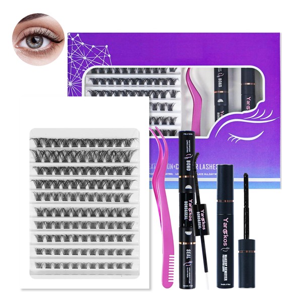 4-in-1 Individual Eyelash Extension Kit, 110Pcs D Curl Clusters False