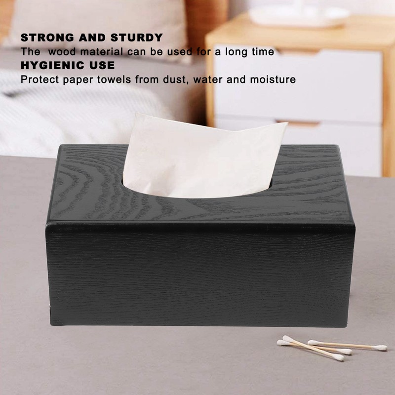 Black Wooden Tissue Box Napkin Case Elegant Style Tissue Holder