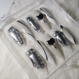 [Handmade nail tip] Angeling mood - long stiletto / [수제네일팁] 엔젤링 무드 - 롱스틸레토